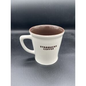 STARBUCKS Coffee 2009 Abbey White w/ Brown Interior New Bone China Mug 16 oz.